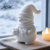 Creative Parent Child Handmade Art 3D Printed Snowman Figurine Holding Gift Boxes, DIY Paintable Christmas Blank White Decorations Ornament,