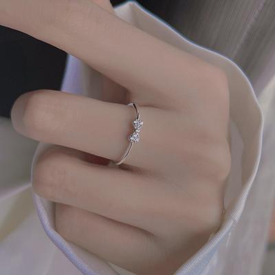 Neuer 925er Sterlingsilber Schleifenring Damen Ins Kalter Wind Leichter Luxus Design Ring