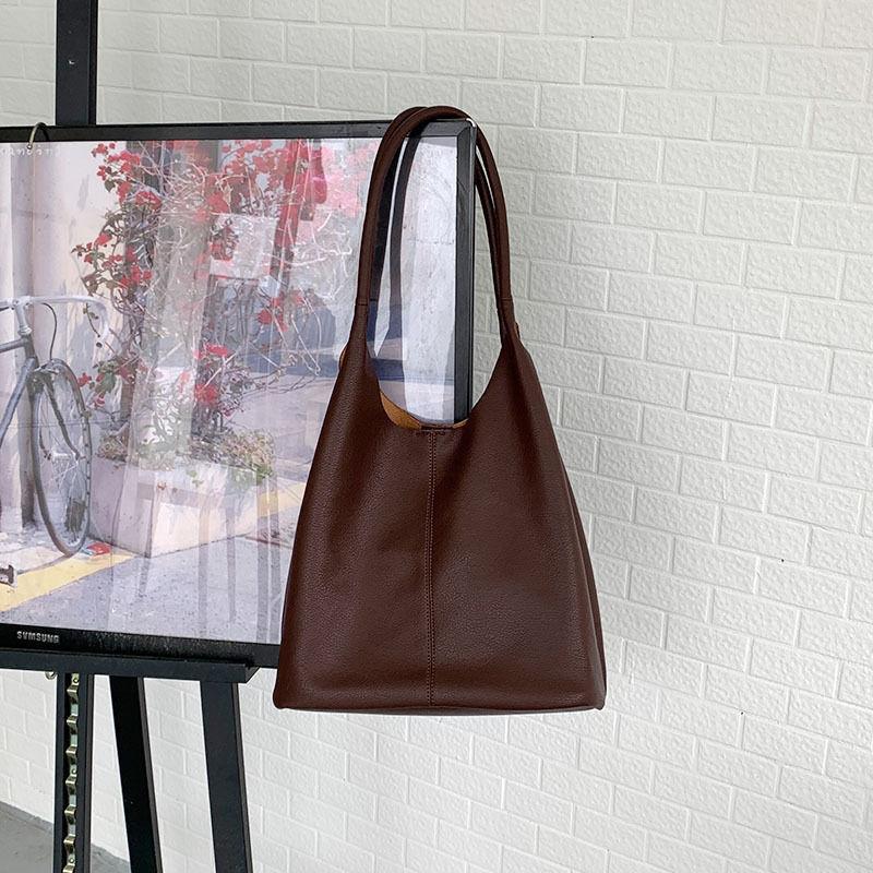 New Women's Bag Large Capacity Tote Bag Minimalist Green High-end One-shoulder Bag Women's High-end Texture Commuter Bag