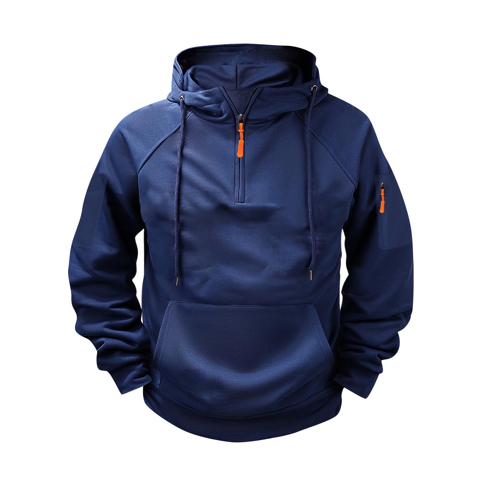 

Мужской однотонный свитер с капюшоном, молодежная спортивная кожаная куртка-свитер с несколькими карманами в Европе и Америке XXXL