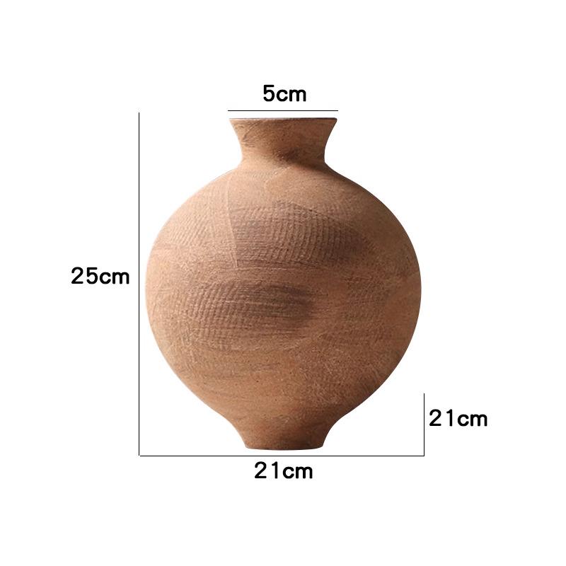 Simple Retro Wabi-Sabi Ceramic Flower Vase - Small Pottery Jar for Arrangements In Model Rooms, Homestays, or Hotels