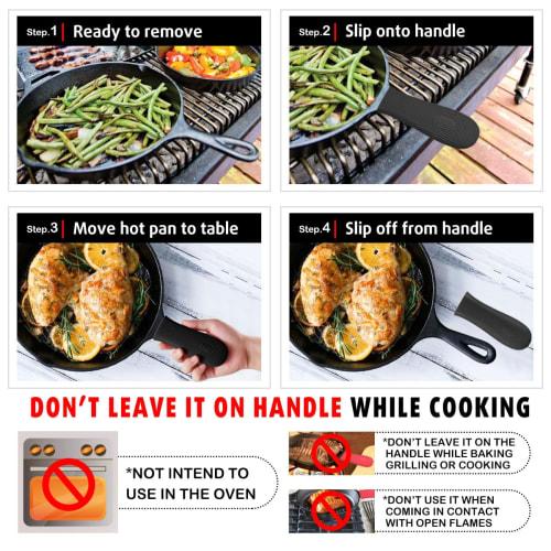 Cbiumpro Cast Iron Handle Covers, Silicone Heat-Resistant Hot Cast Iron Skillet Pan Handle Cover Holder Sleeves, 2-Pack