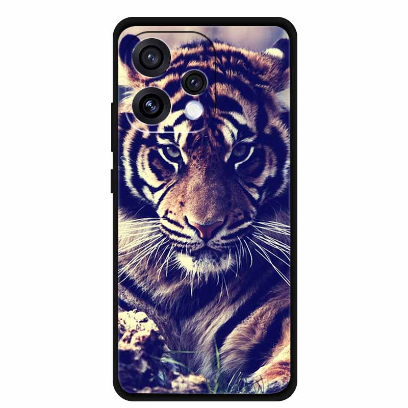 For Oppo Reno15 5G Case 6.59" Cute Cat Balck Edge Soft Silicone Wolf Phone Back Cover For Oppo Reno 15c 5G Protective Lion Funda