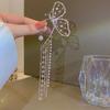 Retro Crystal Butterfly Pearl Earrings with Fashionable Long Tassels Sexy Hollow Out Women's Elegant Earring Sweet Girls Jewelry