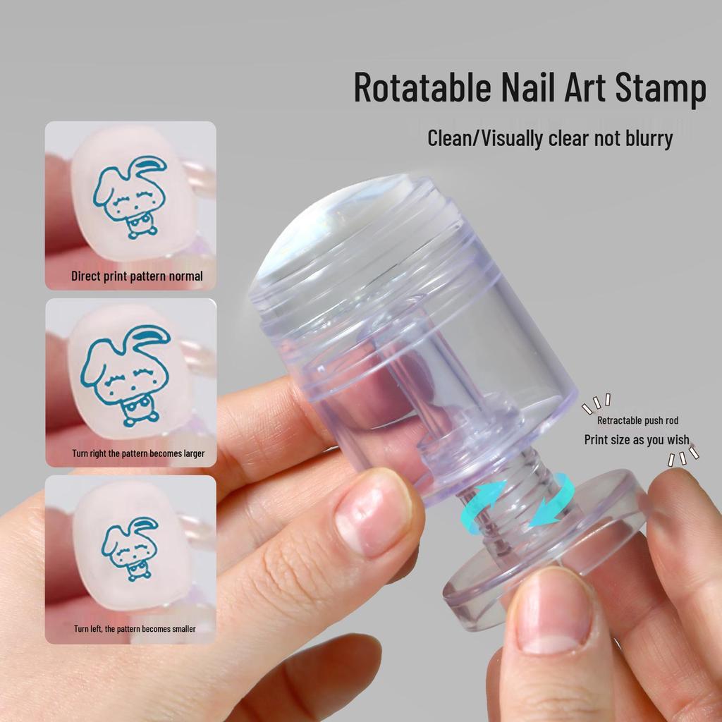 Silicone Nail Art Stamp with Lid and Steel Plate Stamping Template