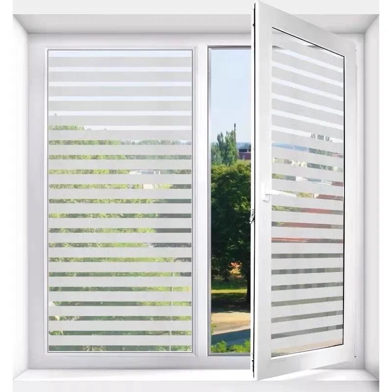 Horizontal Stripe Glass Stickers Office Bathroom Decorative Film Static Adhesive-free Glass Decorative Window Film