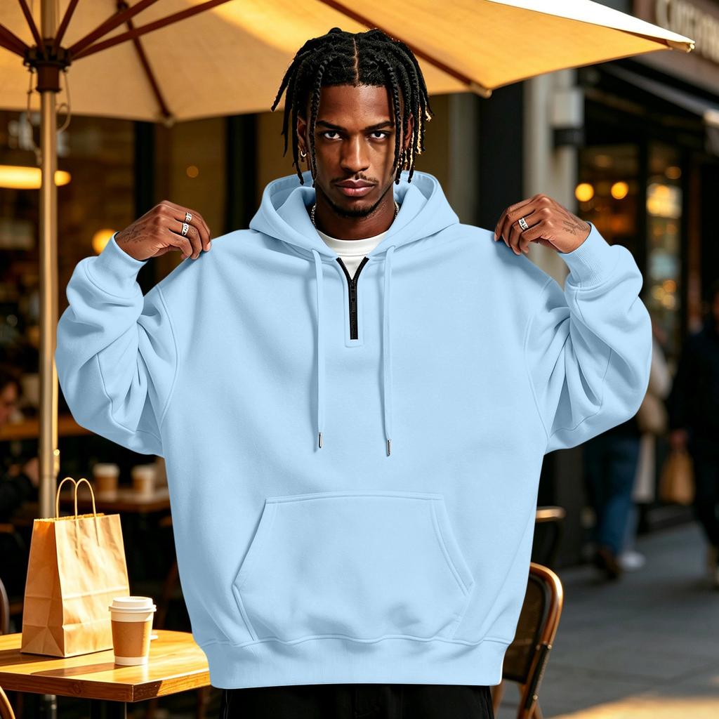 Heren Hoodie met Halve Rits en Capuchon, Pullover Hoodie Top voor Casual Dagelijks Gebruik