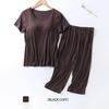Women's Pajamas Two Piece Short Sleeve Wide Leg Pants Large Size Homewear Set