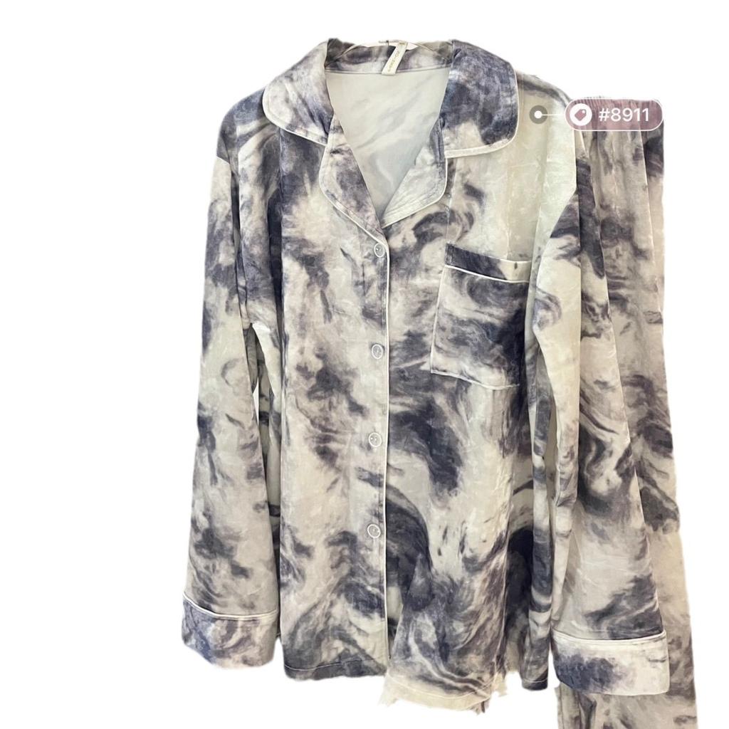 Pajamas Homewear Suit Female Spring and Fall Silk Girls Homewear Long-Sleeved Pants Simulation Silk Pajamas Homewear