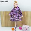 Kids Toy Doll Accessories Winter Warm Wear Pink Fur Coat Mini Clothes Dress For Barbie Dolls Fur Doll Clothing With Waist Belt