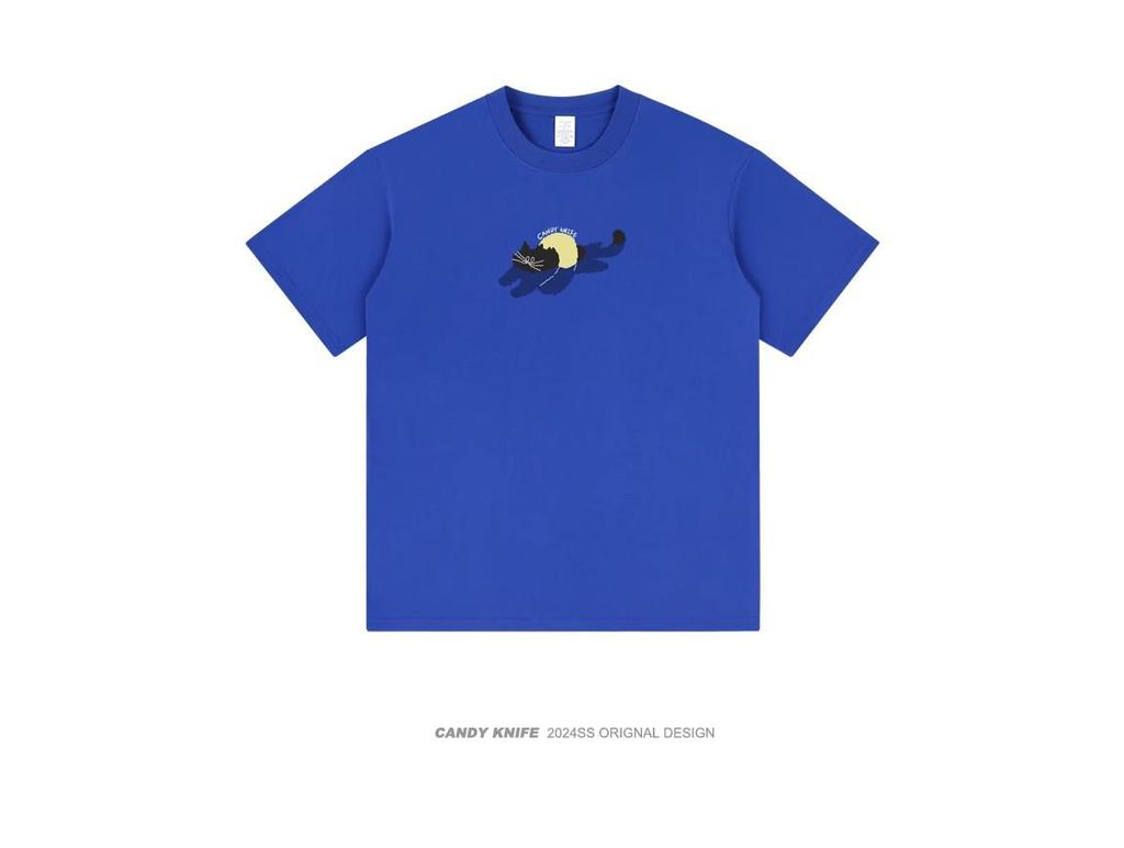 Unisex Oversized Trendy Kitten Print Cotton T-Shirt