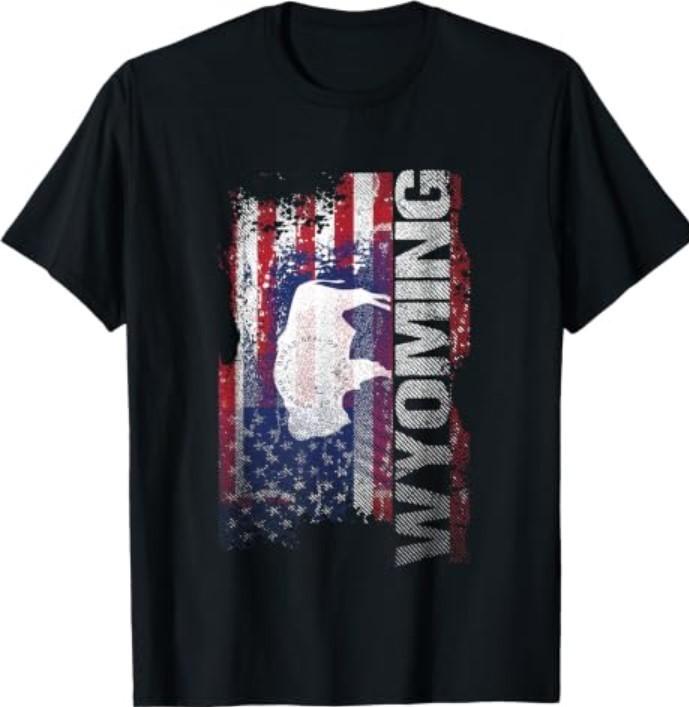 Wyoming State USA Flag Souvenir Gift T-Shirt