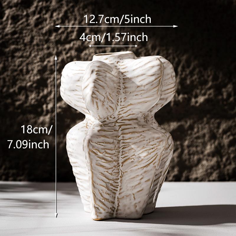 

Nordic Ceramic Irregular Style Flower Vase, Home Dining Table Living Room Decoration Accessories, Light luxury Floral Organ, 1Pc