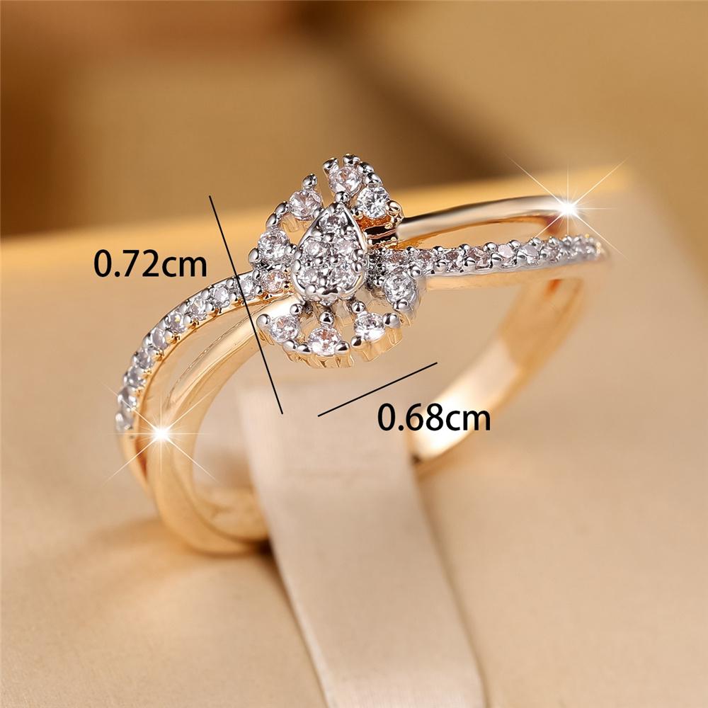 Cute Female White Zircon Stone Gold Color Wedding Jewelry Promise Engagement Flower Rings For Women