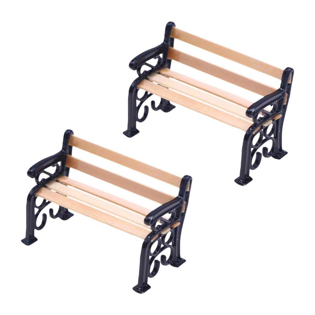 2PCS Miniature Park Chairs Model Furniture Figurine For 1/12 Doll House Decoration Garden Scene Display Accessories