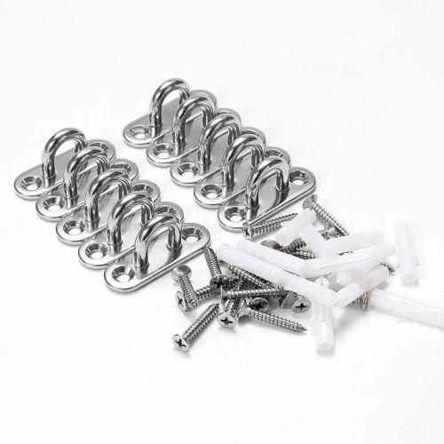 ZitFRi 10-Piece Pad Eye Set, 304 Stainless Steel Rectangular Eye Plates, 40kg Load Capacity, M5, Corrosion-Resistant, High-Strength, 45mm x 15mm, Incl