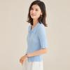 Damen Seidenmischung Rippstrick Polo Zip Strickjacke