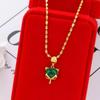 Cat's Eye Green Gold Water Wave Pendant Necklace for Women - Fashionable Luxury Clavicle Chain