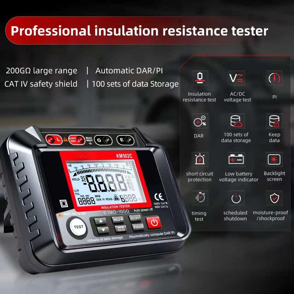 MH12 Digital Megohmmeter Meters Insulation Earth Resistance Meters Tester Cable High Voltage Voltmeter Meter