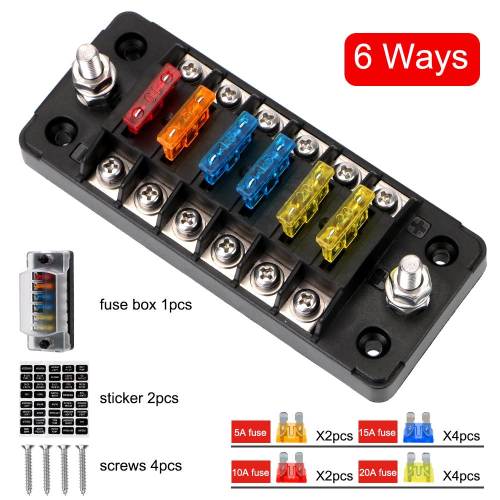 32V 75A Fuse Box Holder Flame Retardant 6 Ways 12 Ways Blade Fuse Block With Cover Accessories For Car Marine Boat Truck Trailer Fuses4