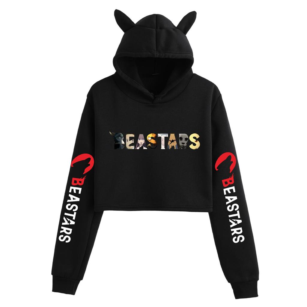 BEASTARS Animal Rhapsody Cat Ear Cropped Hoodie - Loose Street Style