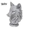 Animal Head Sculpture 3D Printed Wolf Figurine, Realistic Statue with Round Desktop Ornament Base, Wild for Home Office Bookshelf Decor PLA Figurine