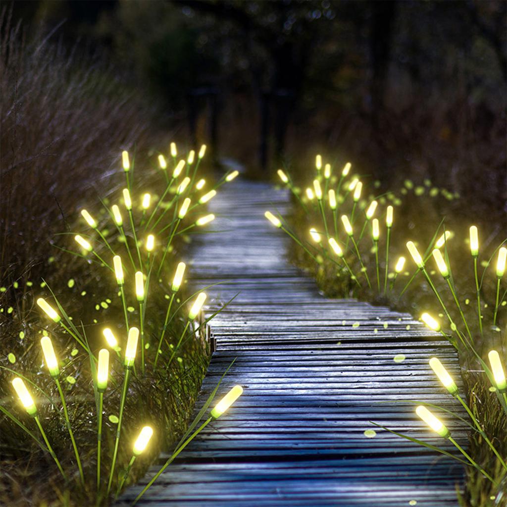 Solar Powered Outdoor LED Garden Lights 6 Reeds Lawn Decorative Pathway Lighting Stake with Integrated Solar Panel for Yard Patio
