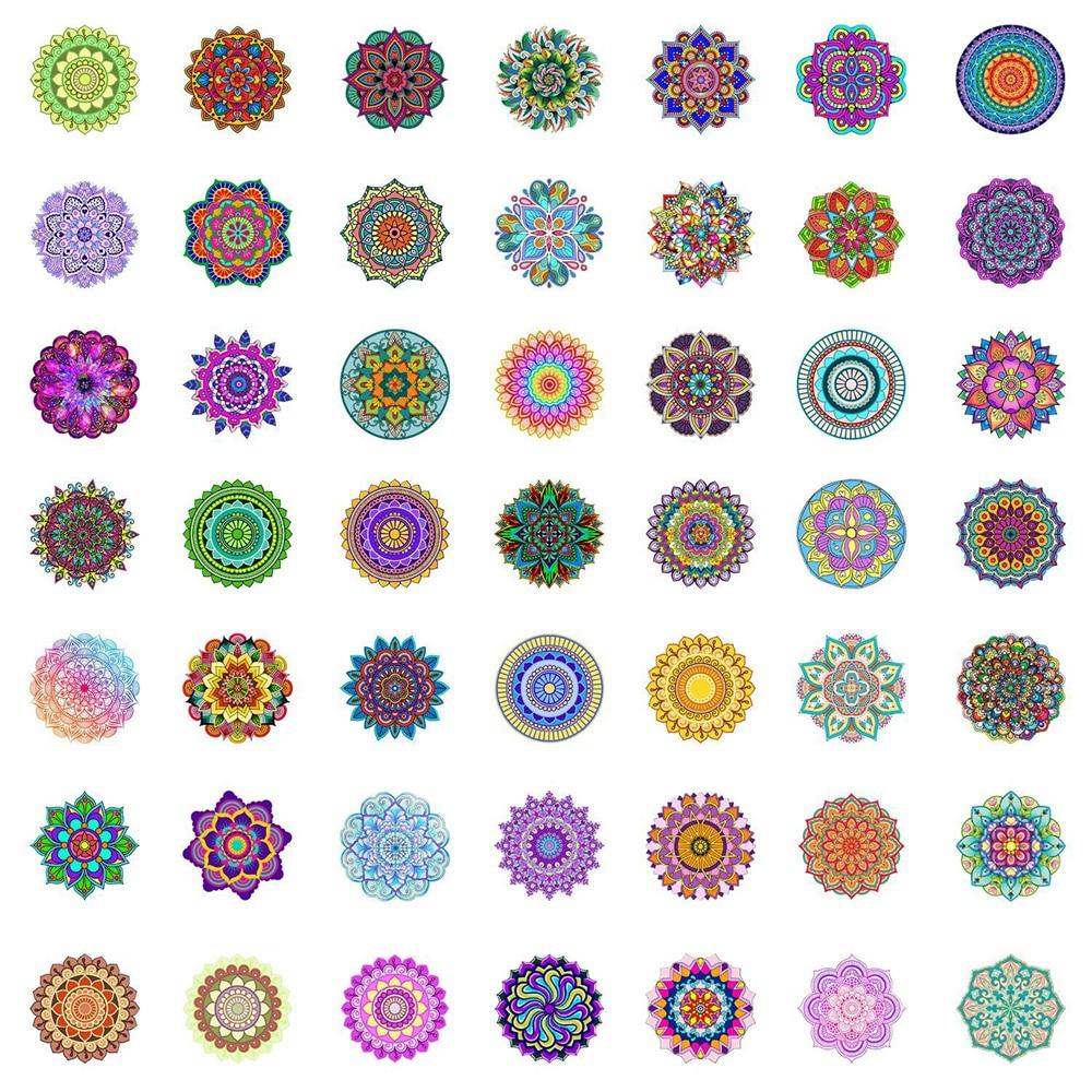10/50pcs Mandala Stickers Mandala Flowers for DIY Luggage Laptop Skateboard Motorcycle Bicycle Stickers