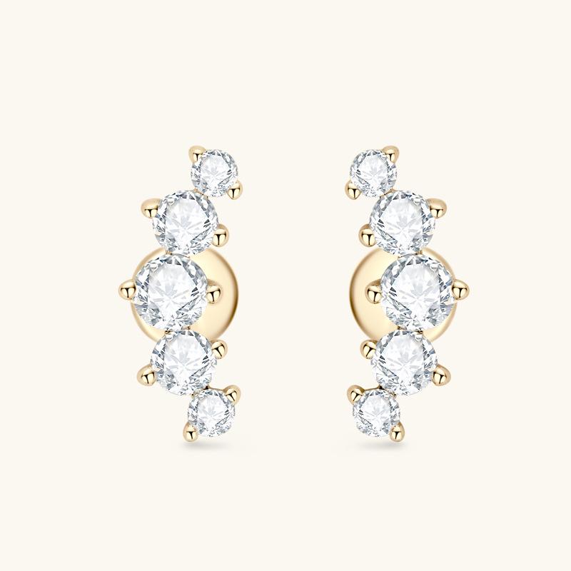 Trendy Moissanite Ins Style Earrings for Women - Unique Design with 925 Sterling Silver