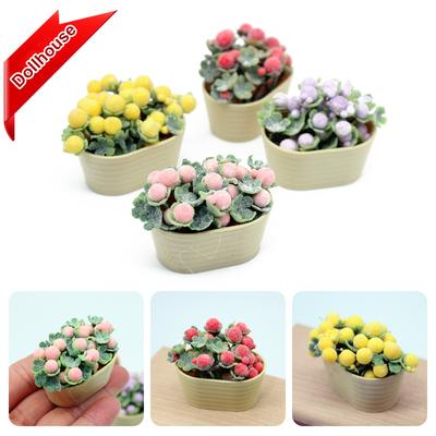 1/12 Dollhouse Simulation Flower Plant Potted Dollhouse Mini Home Decoration Dolls House Micro Landscape Plant Accessories