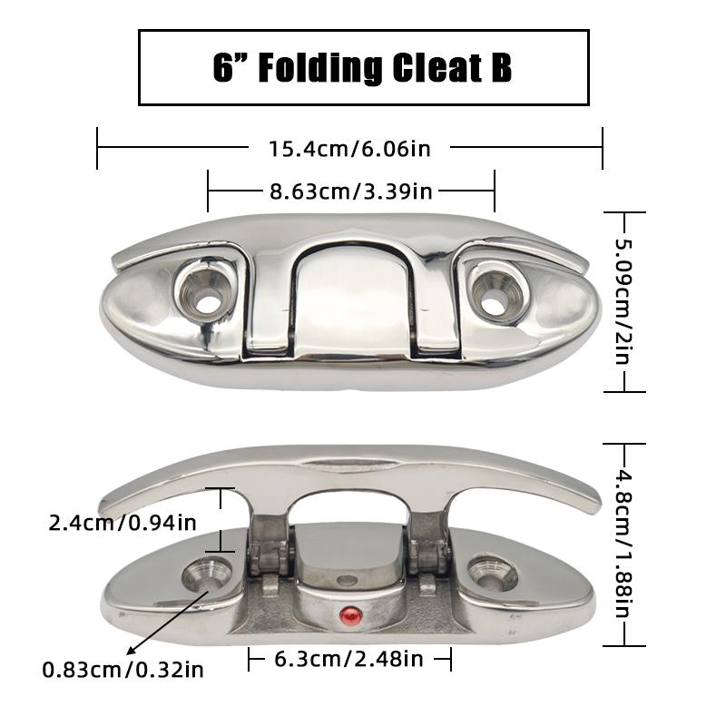 4.5/5/6/8 Inch Boat Folding Cleat Marine Hardware 316 Stainless Steel Mirror Polished Flip-up Mooring Boat Cleats