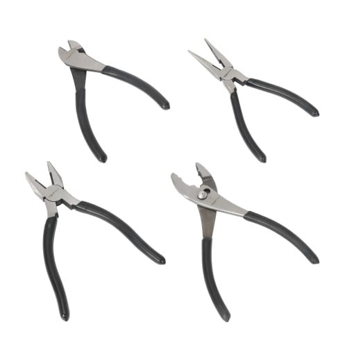 Basic 4-Piece Pliers Set in Black and Silver