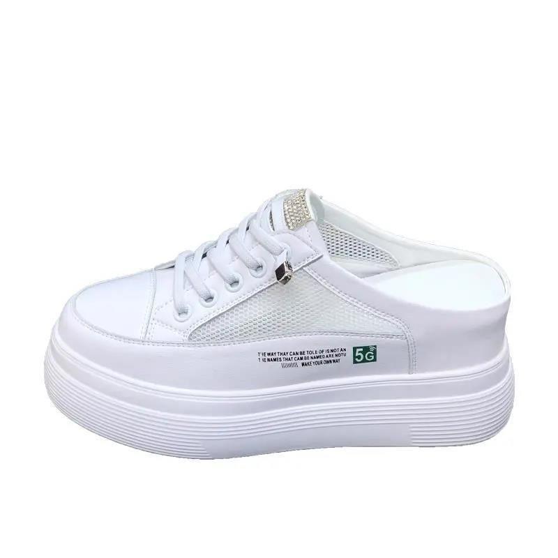 Fashion 2025 Mesh Women's Closed Toe Slippers Summer Breathable Platform Increased Internal Sandals Outdoor Daily Casual Brand Slippers