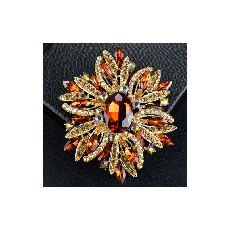 Vintage Geometric Alloy Crystal Brooch For Women Fashion Accessory