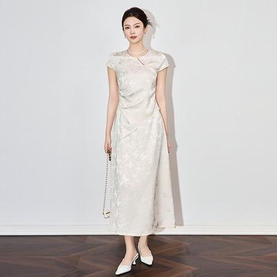 Elegant Qing Leng Cheongsam: High-End Jacquard Two-Piece Women's Skirt Set