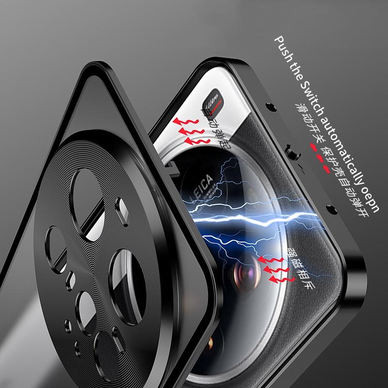 Elastic Snap Magnetic Metal Bumper Frame Case For Xiaomi 15 Ultra 5G 6.73" Clear Frosted PC Lens Protection Back Cover