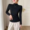 Women's Fleece-Lined Semi-High Neck Long-Sleeve Slim Fit Base Layer for Autumn/Winter