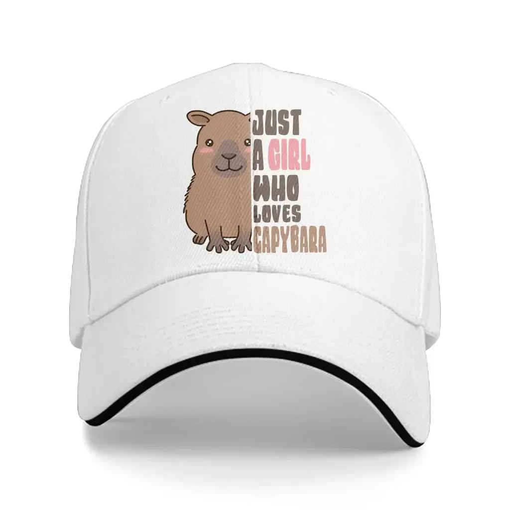 Washed Men's Baseball Cap Just A Girl Who Loves Capybara Trucker Snapback Caps Dad Hat Capybara Animal Golf Hats