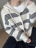 Striped Cozy Hoodie Sweater - Soft Korean-Style Cardigan for Autumn/Winter