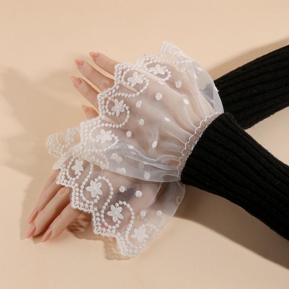 Flower Lace Fake Cuffs Double Layer False Cuff Sleeve Horn Cuffs Decoration  Shirt Decoration