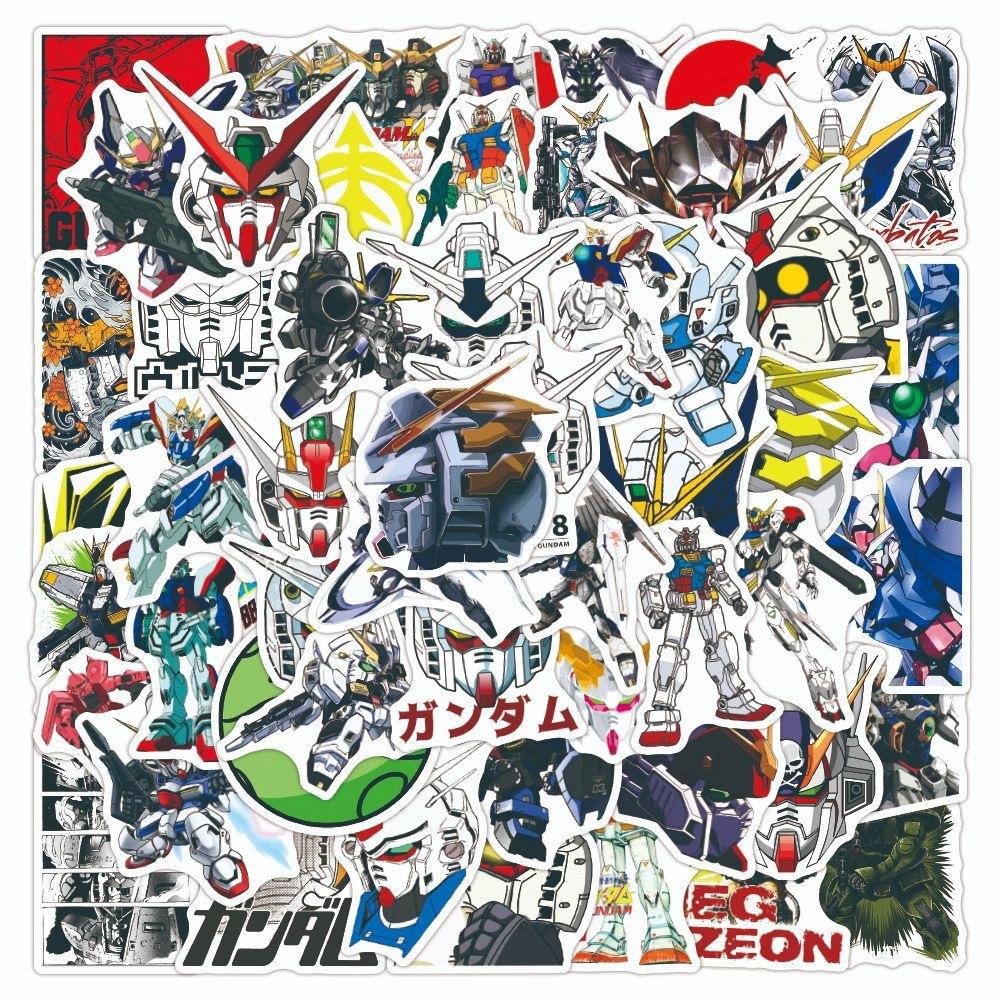 50Pcs Gundam Cartoon Graffiti Stickers Waterproof Diy Decals For Phone Laptop Skateboard Notebook Water Bottle Ipad Car Decor
