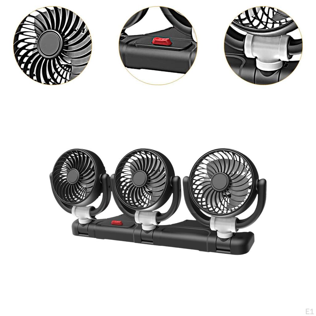 Car Fan Powerful Three Heads Portable Versatile Air Circulation Adjustable Speeds for RV