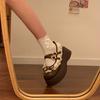 Plateau Mary Jane Schuhe für Damen 45cm Absatz Runde Zehenpartie Lolita Gothic Japanischer Koreanischer Stil PU-Leder Schwarz Braun