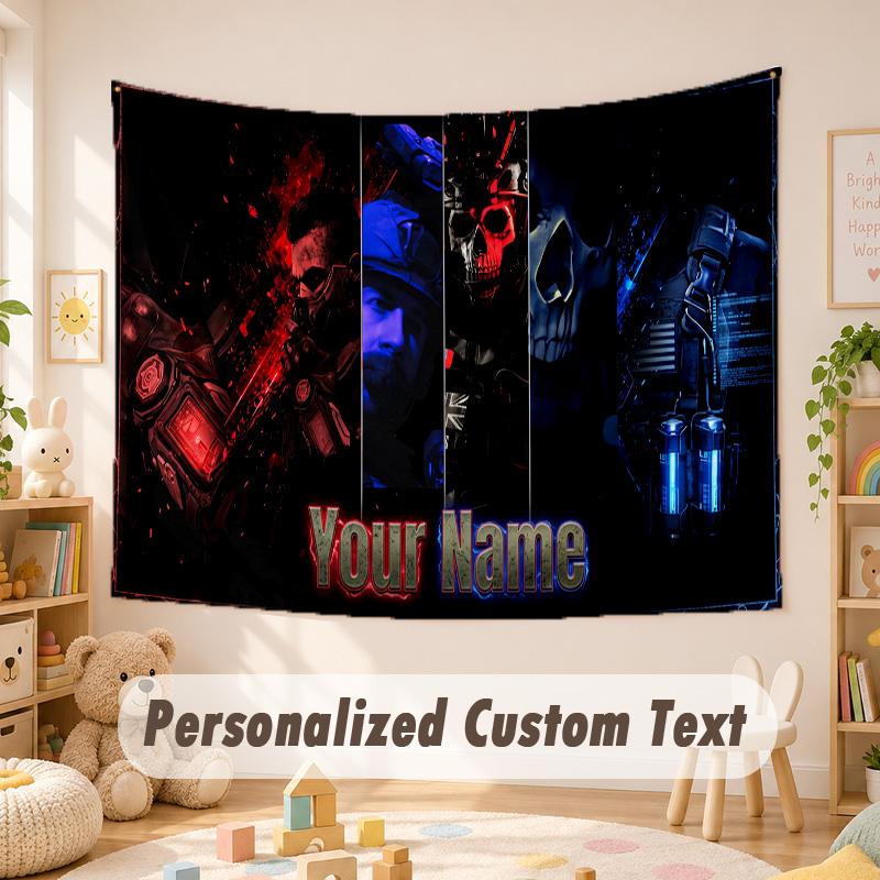 Custom Name Text Tapestry,Call of Duty Boho Wall Hanging, Decorative Backdrop Tapestry For Room