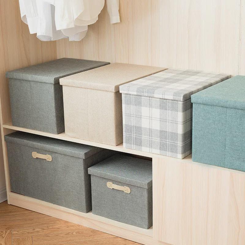 Drawer-Style Folding Storage Basket - Cotton & Linen Fabric