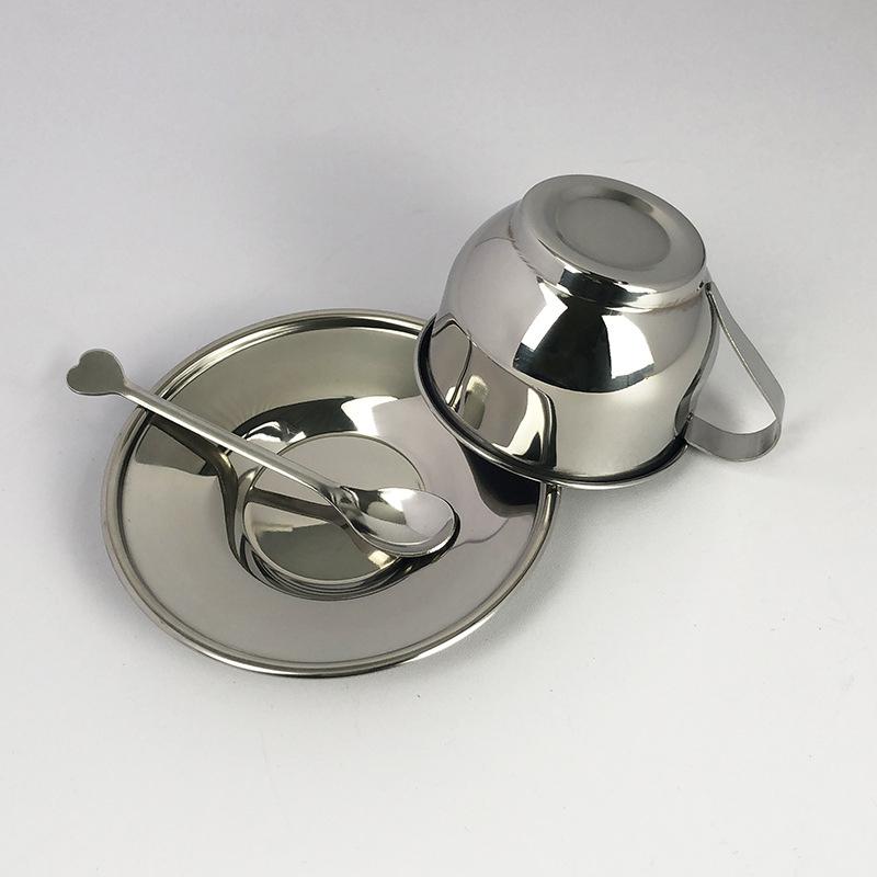 Tazza Tazza da Caffè Tazza da Tè in Acciaio Inossidabile di Alta Qualità Tazza Minimalista Resistente al Calore Tazza per il Latte con Cucchiaio Sottobicchiere Sottotazza