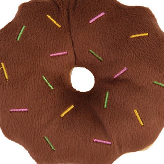Dog Plush Donut Toy Interactive Squeaky Dog Chew Toy Stuffed Donut Puppy Teething Toy Relieves Boredom for Small Medium Dogs