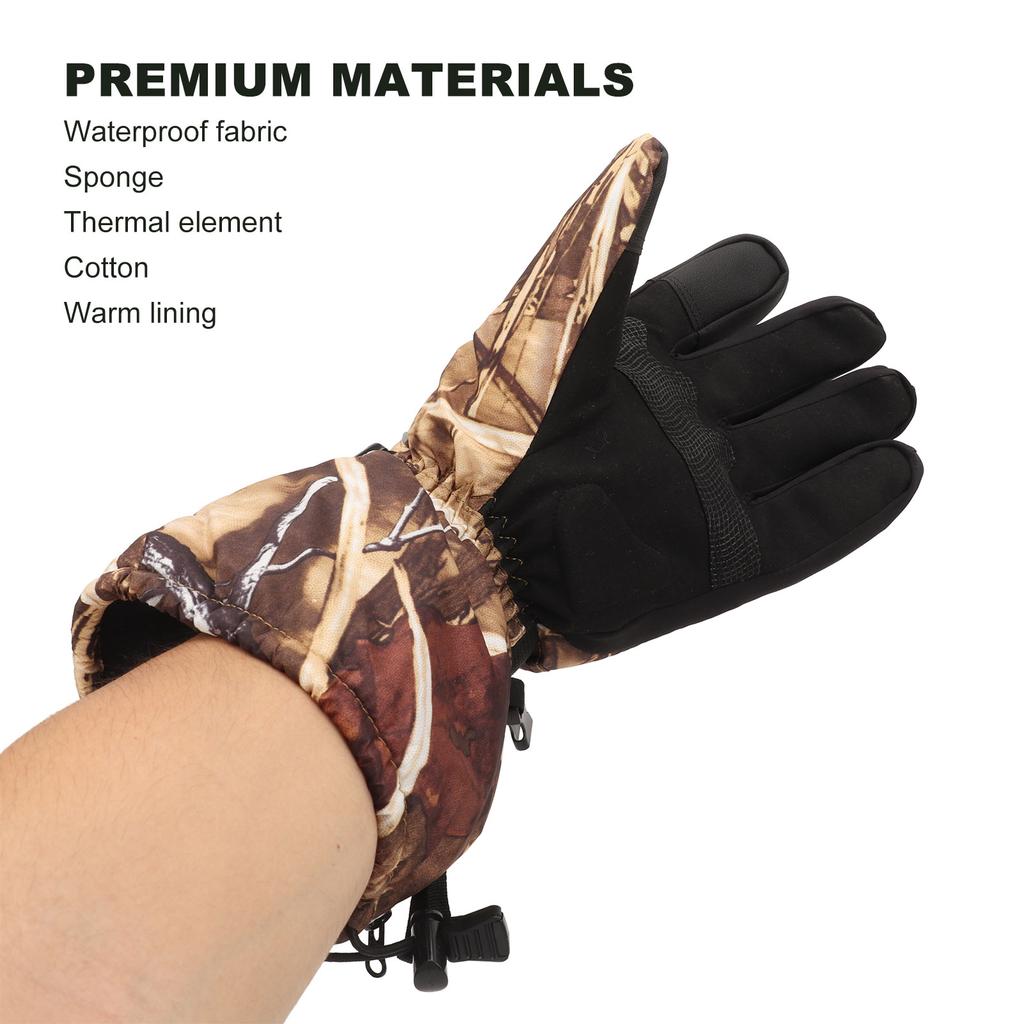 1 Pair Autumn Winter Rechargeable Battery Electric Heated Gloves Touch Screen Heated Gloves for Outdoor Fishing Mountaineering Skiing Old Reed Camo
