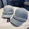 Cotton Denim Baseball Cap With Wrinkled Edge And Curved Visor For Summer Sun Protection