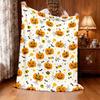 1pc Pumpkin Theme Flannel Blanket Soft, Lightweight & Warm for All Seasons Perfect for Bed, Sofa, Office, Camping & Travel Versa